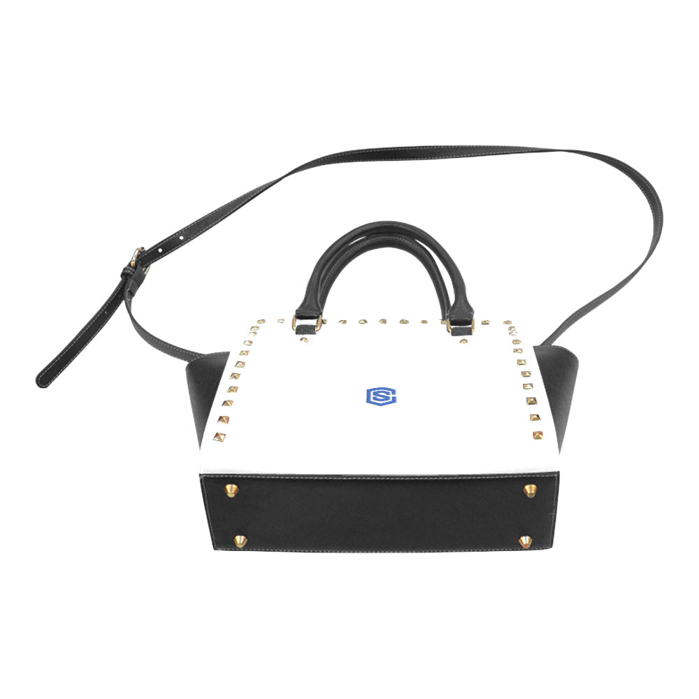 WHITE RIVET SHOULDER HANDBAG blue logo Rivet Shoulder Handbag (Model 1645)