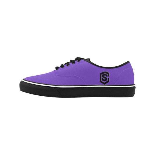 black logo Classic Men's Canvas Low Top Shoes/Large (Model E001-4)