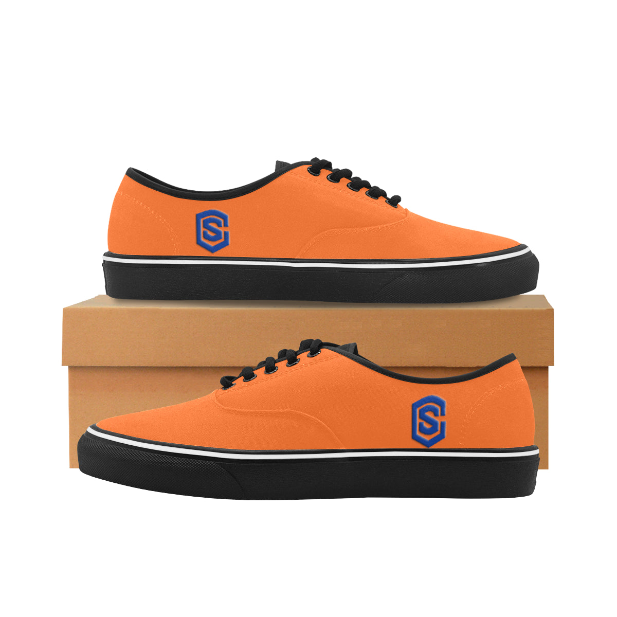 blue logo Classic Men's Canvas Low Top Shoes/Large (Model E001-4)