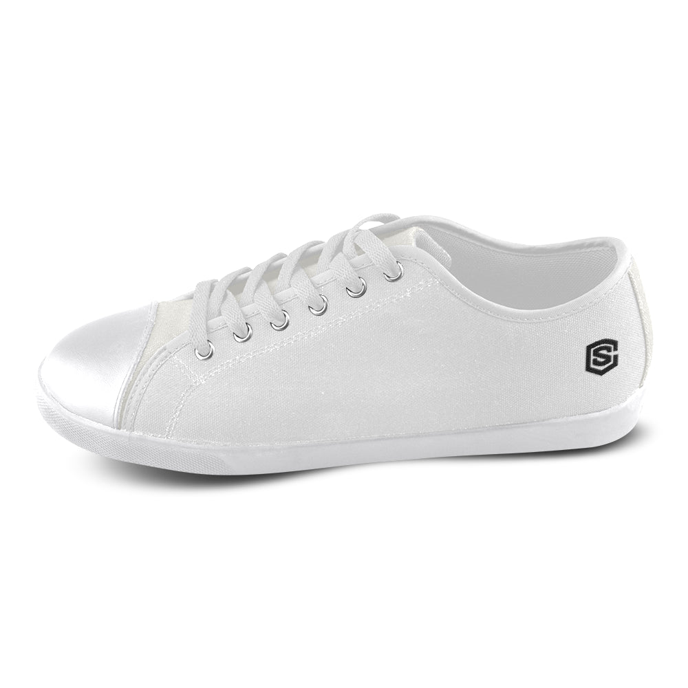 black logo Women's Canvas Shoes (Model 016)