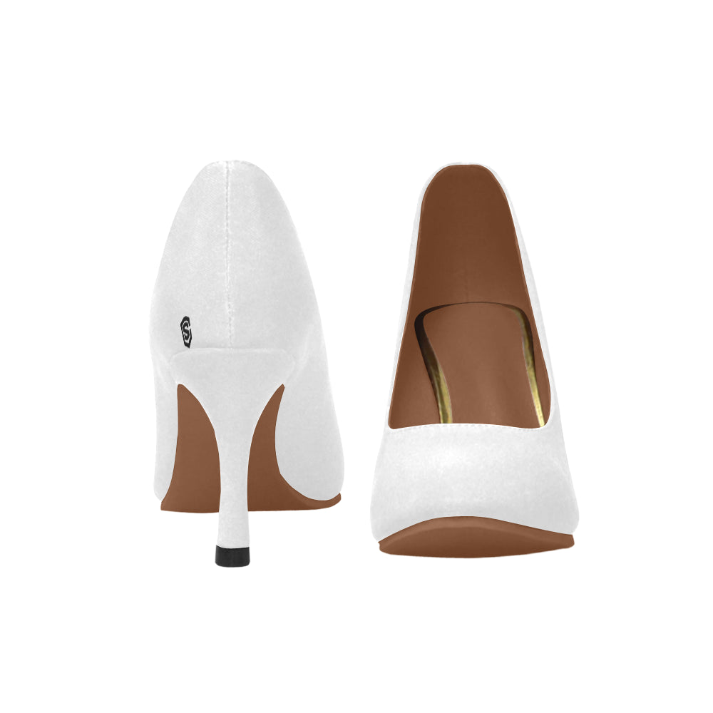 WHITE Women's High Heels black logo Women's High Heels (Model 048)