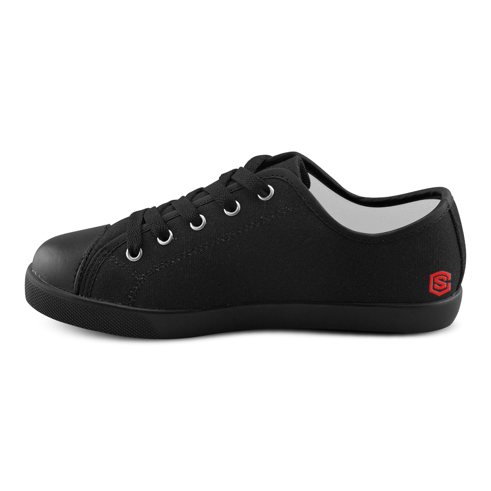 BLACK CANVAS KID SHOES red logo Canvas Kid's Shoes (Model 016)