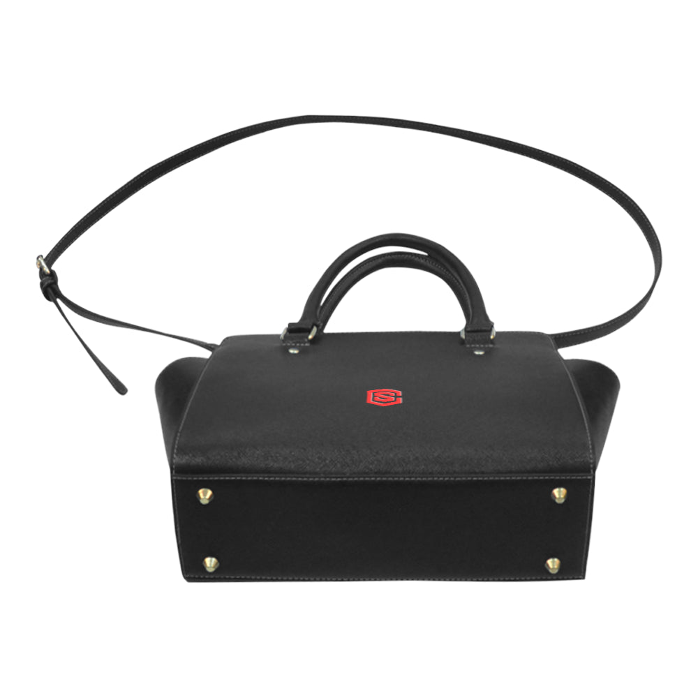 BLACK CLASSIC SHOULDER HANDBAG red logo Classic Shoulder Handbag (Model 1653)