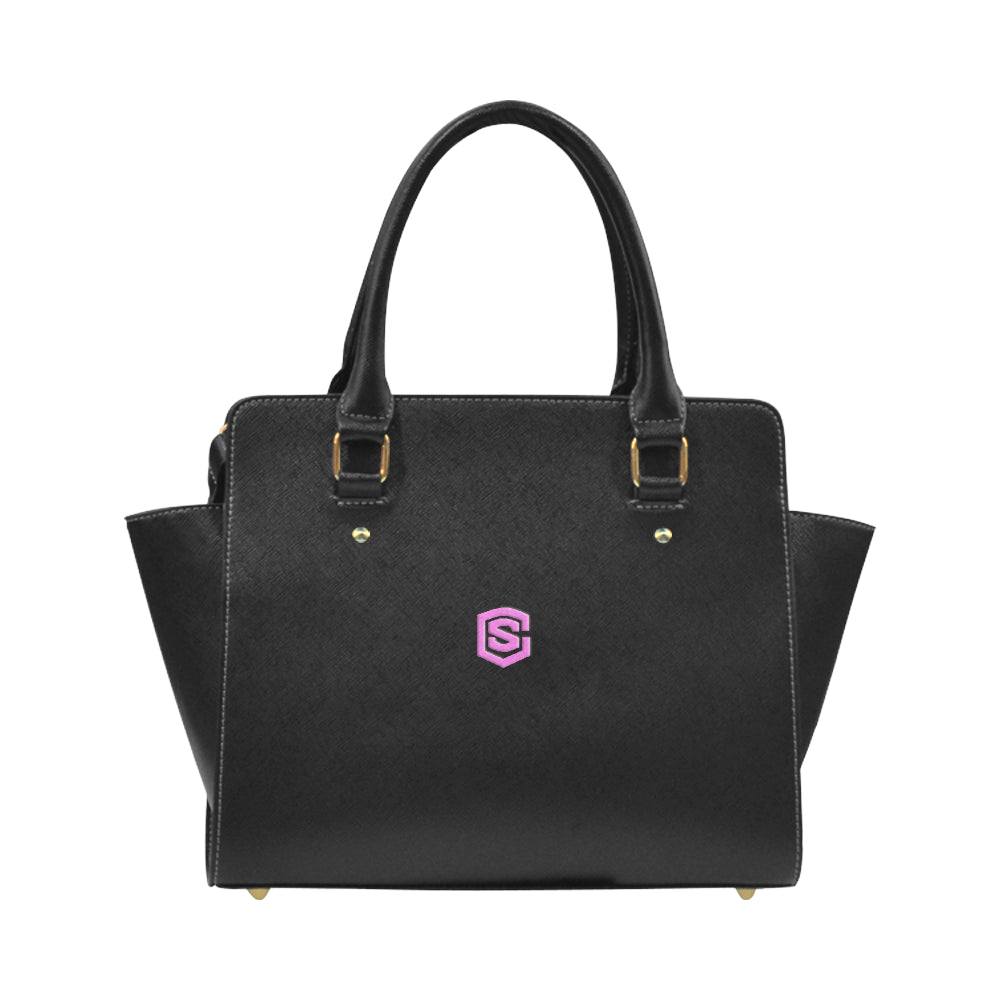 BLACK CLASSIC SHOULDER HANDBAG pink logo Classic Shoulder Handbag (Model 1653)