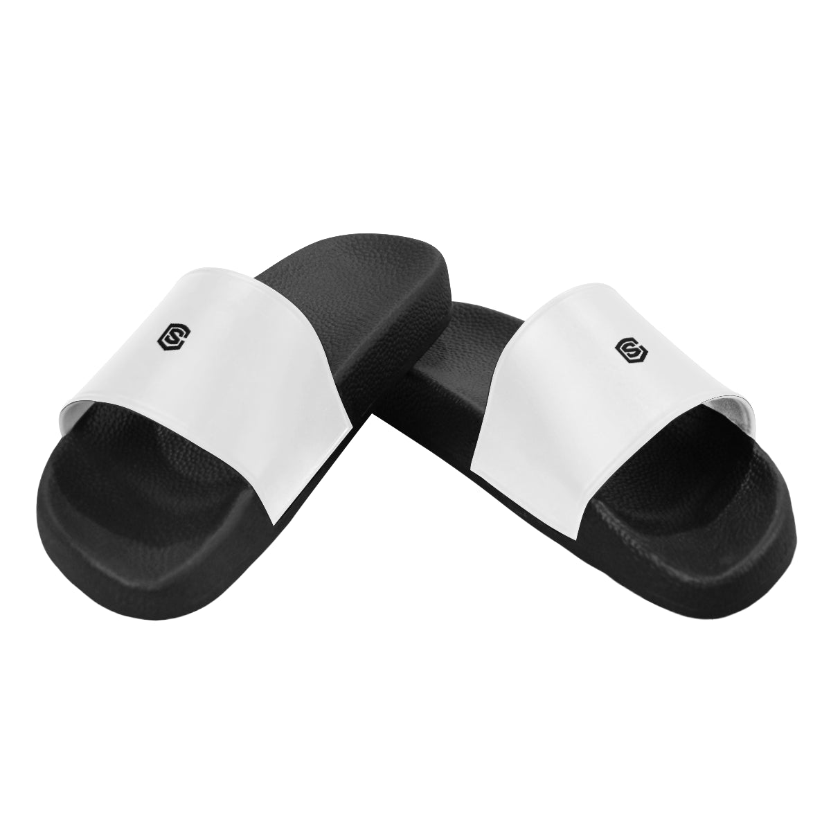 black logo Women's Slide Sandals (Model 057)