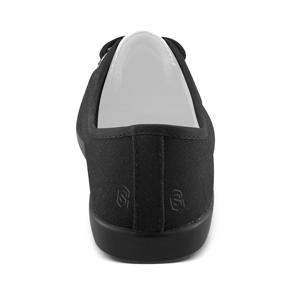 BLACK CANVAS KID SHOES black logo Canvas Kid's Shoes (Model 016)