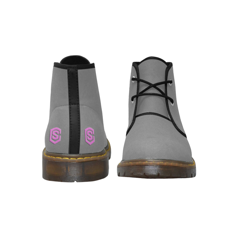 pink logo Women's Nubuck Chukka Boots (Model 2402)