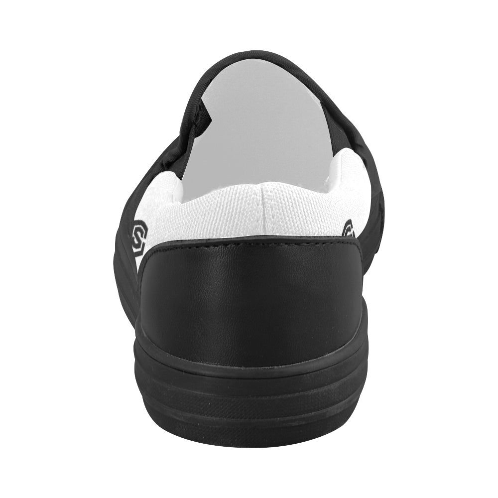 black logo Women's Slip-on Canvas Shoes (Model 019)