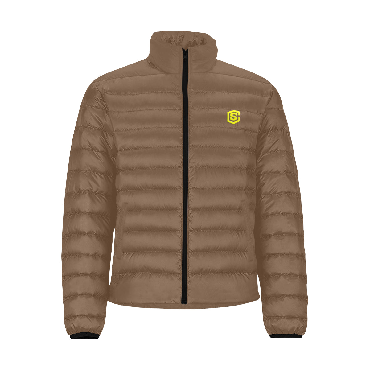 Yellow Logo Men's Stand Collar Padded Jacket (Model H41)