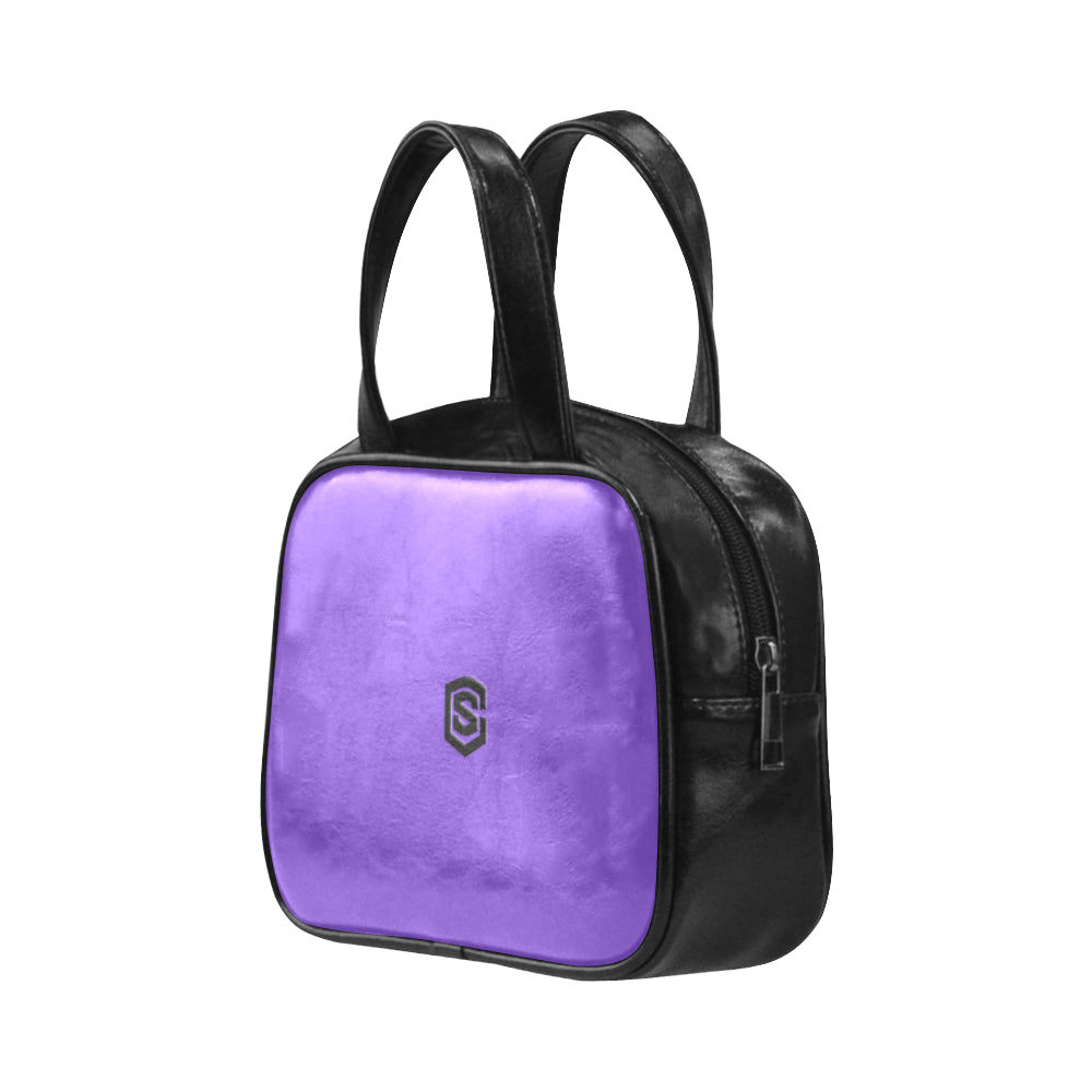 PURPLE LEATHER TOP HANDLE HANDBAG black logo Leather Top Handle Handbag (Model 1662)