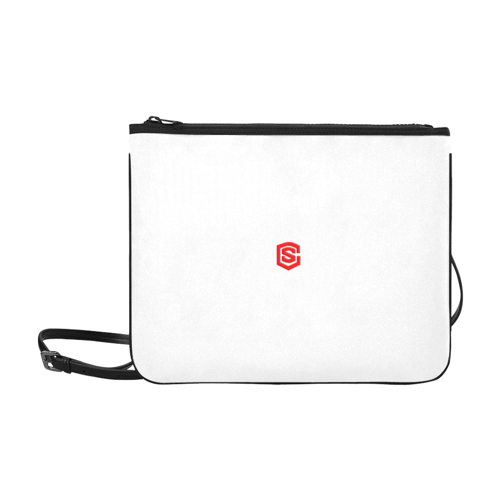 WHITE SLIM CLUTCH BAG red logo Slim Clutch Bag (Model 1668)