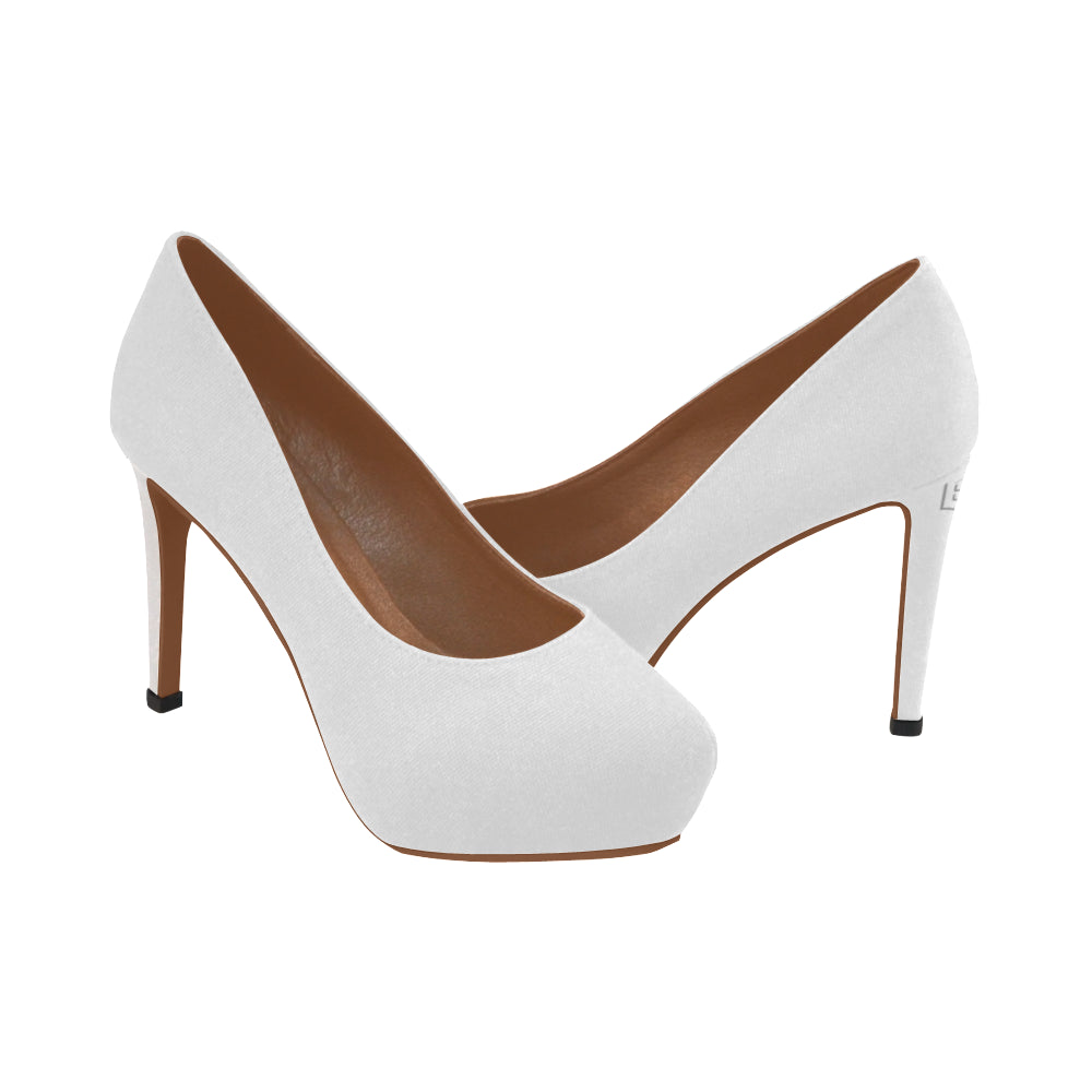WHITE Women's High Heels white logo Women's High Heels (Model 044)