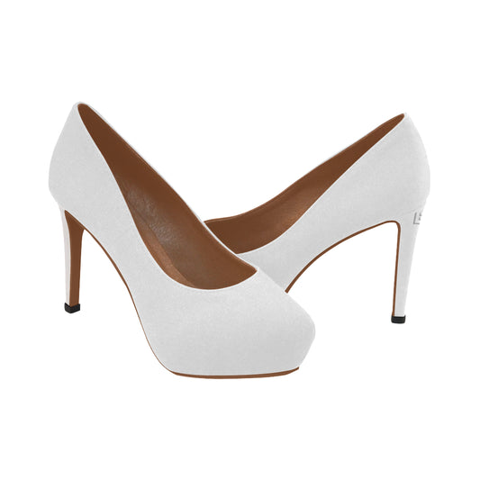 WHITE Women's High Heels white logo Women's High Heels (Model 044)