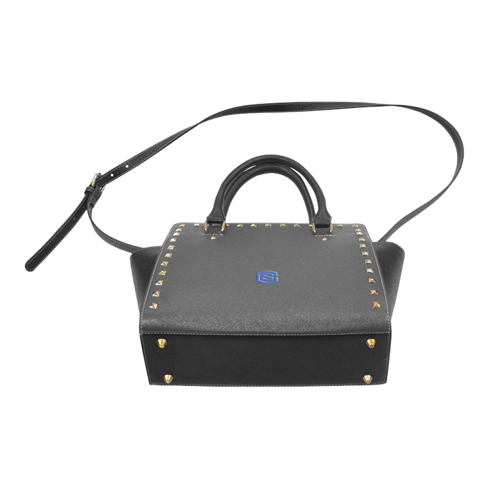 BLACK RIVET SHOULDER HANDBAG blue logo Rivet Shoulder Handbag (Model 1645)