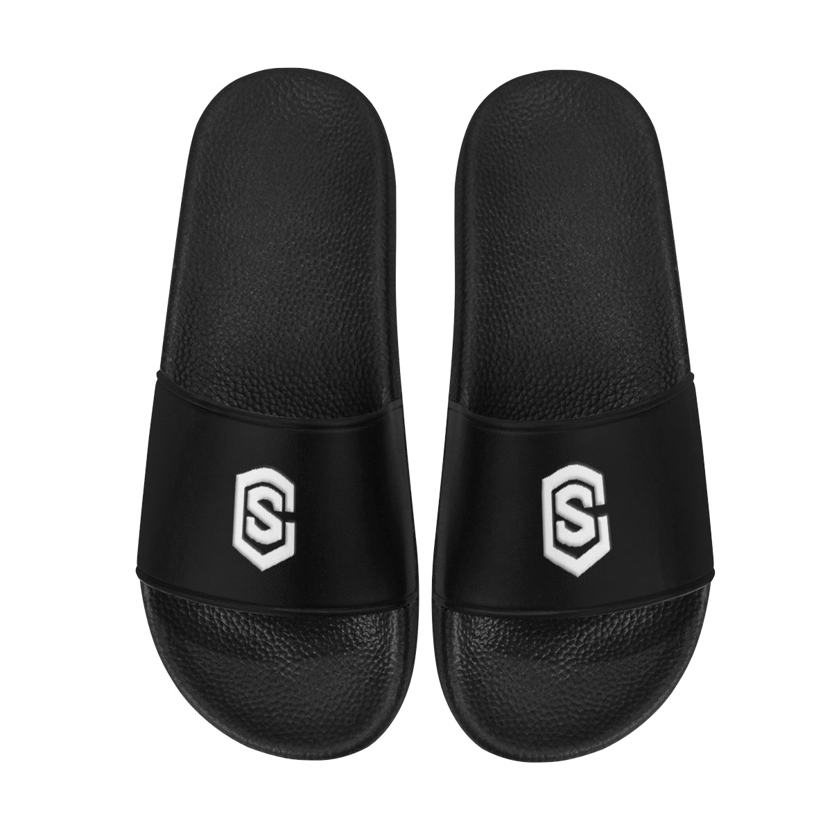 white logo Men's Slide Sandals (Model 057)