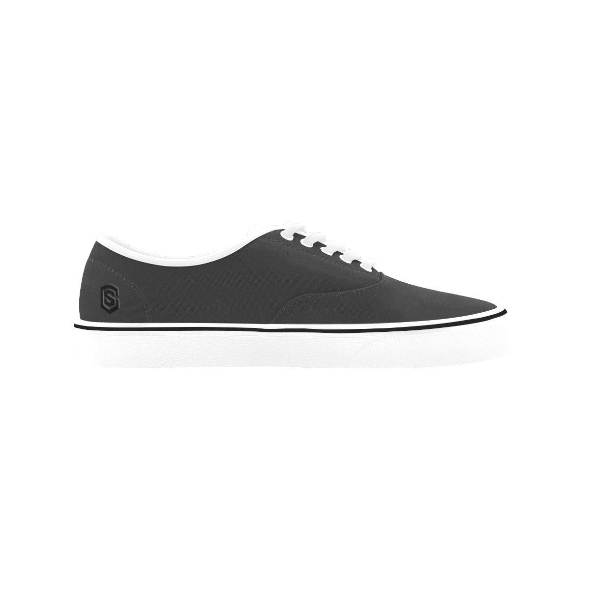 black logo Classic Women's Canvas Low Top Shoes (Model E001-4)