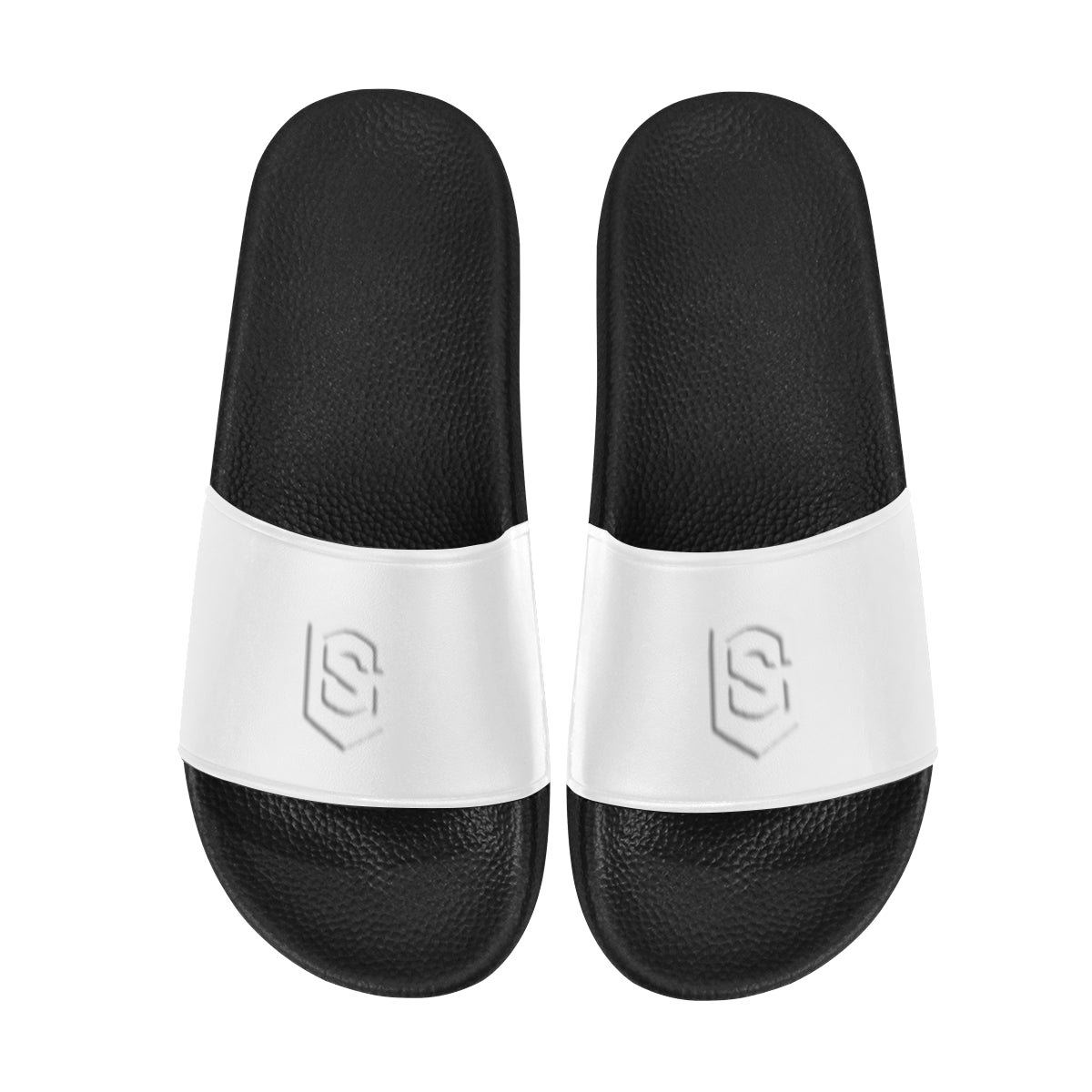 white logo Men's Slide Sandals (Model 057)