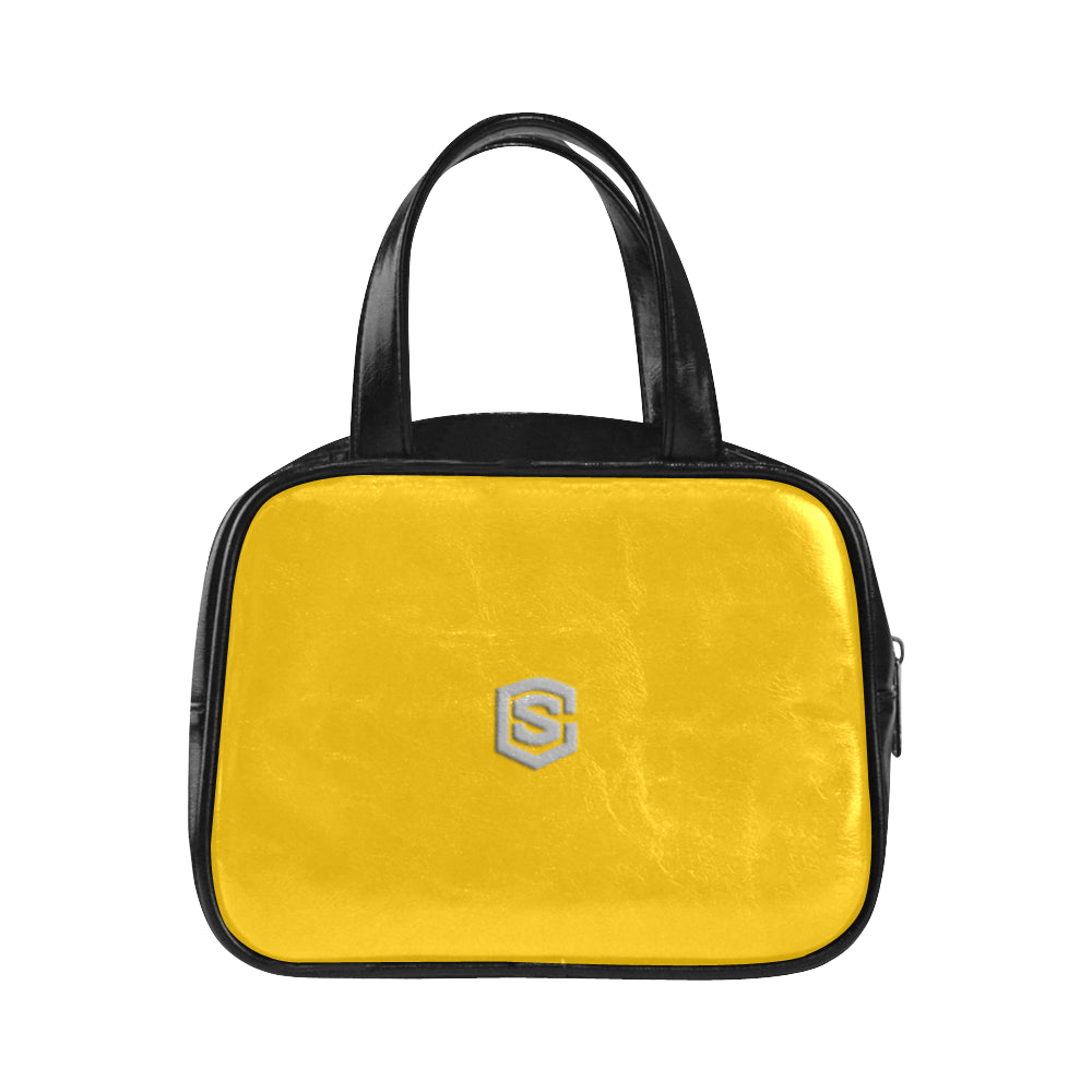 ORANGE LEATHER TOP HANDLE HANDBAG silver logo Leather Top Handle Handbag (Model 1662)