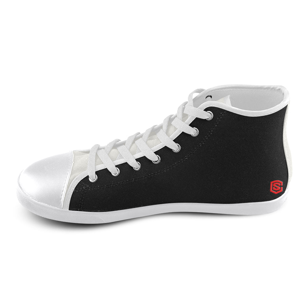 BLACK CANVAS KID SHOES red logo High Top Canvas Kid's Shoes (Model 002)