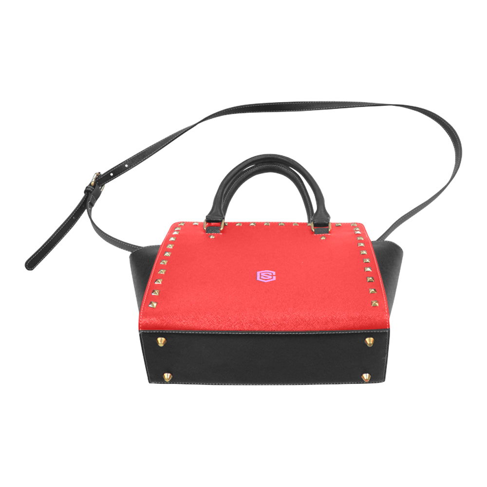 ORANGE RIVET SHOULDER HANDBAG pink logo Rivet Shoulder Handbag (Model 1645)
