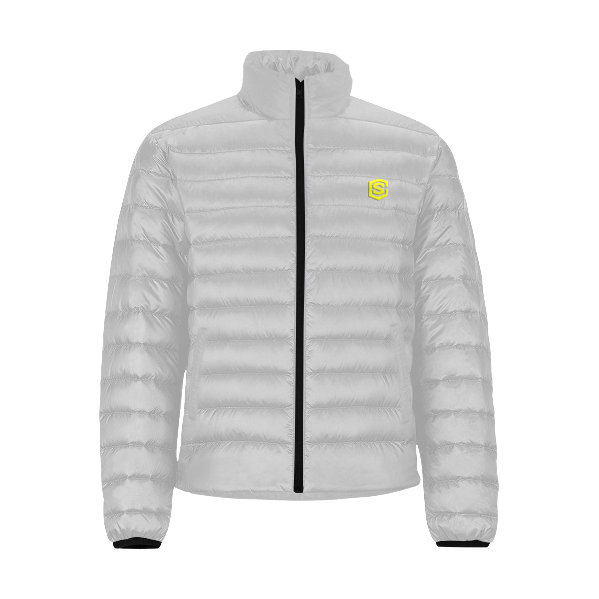 Yellow Logo Men's Stand Collar Padded Jacket (Model H41)