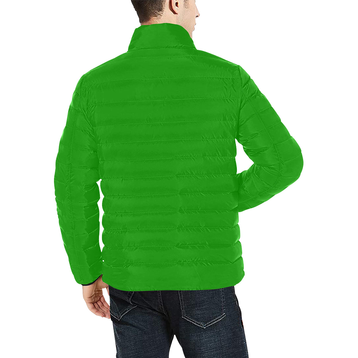 Yellow Logo Men's Stand Collar Padded Jacket (Model H41)