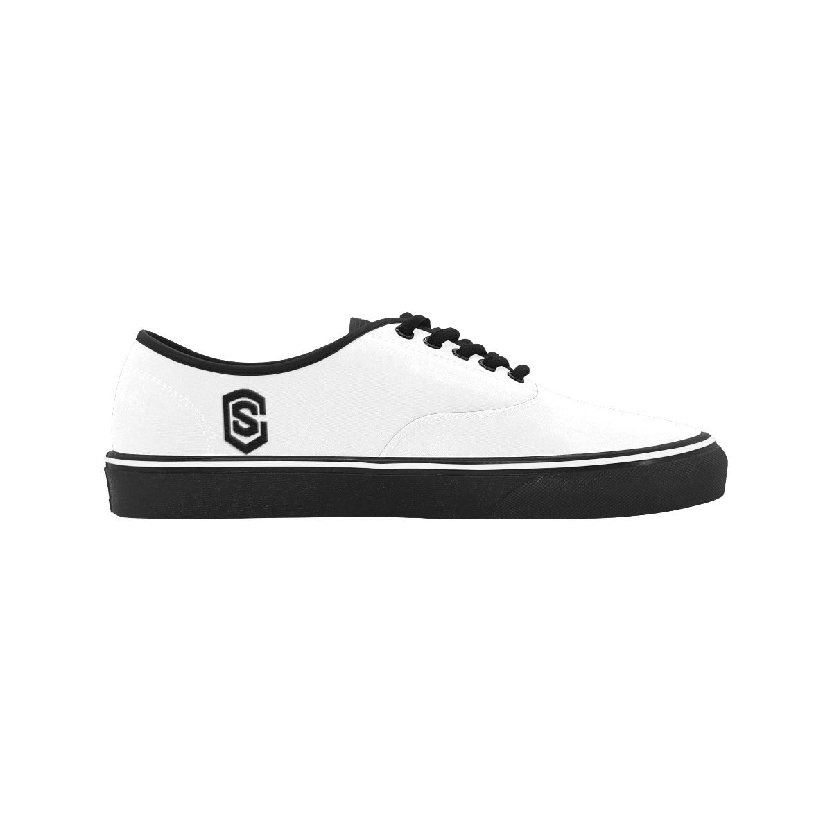black logo Classic Men's Canvas Low Top Shoes/Large (Model E001-4)