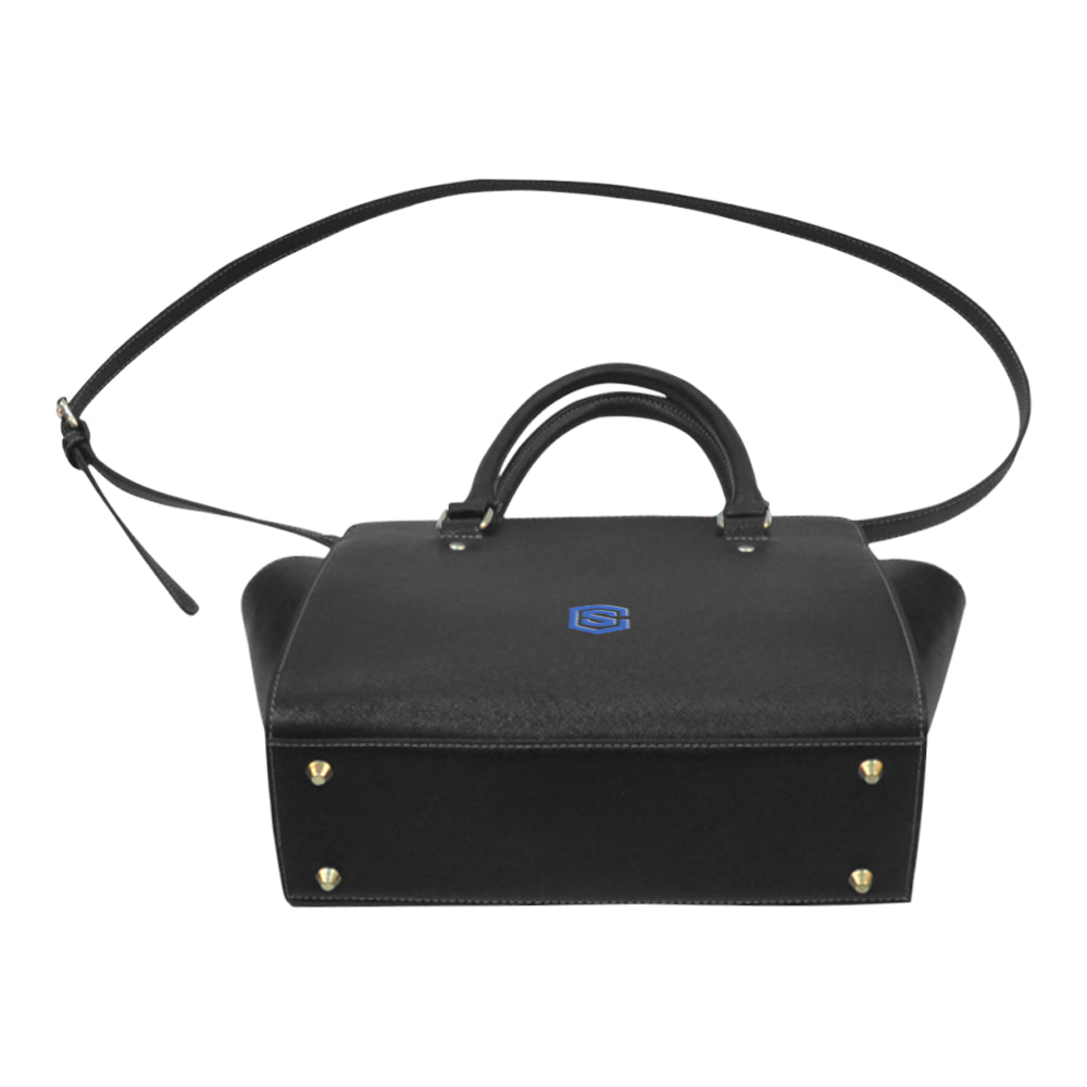BLACK CLASSIC SHOULDER HANDBAG blue logo Classic Shoulder Handbag (Model 1653)