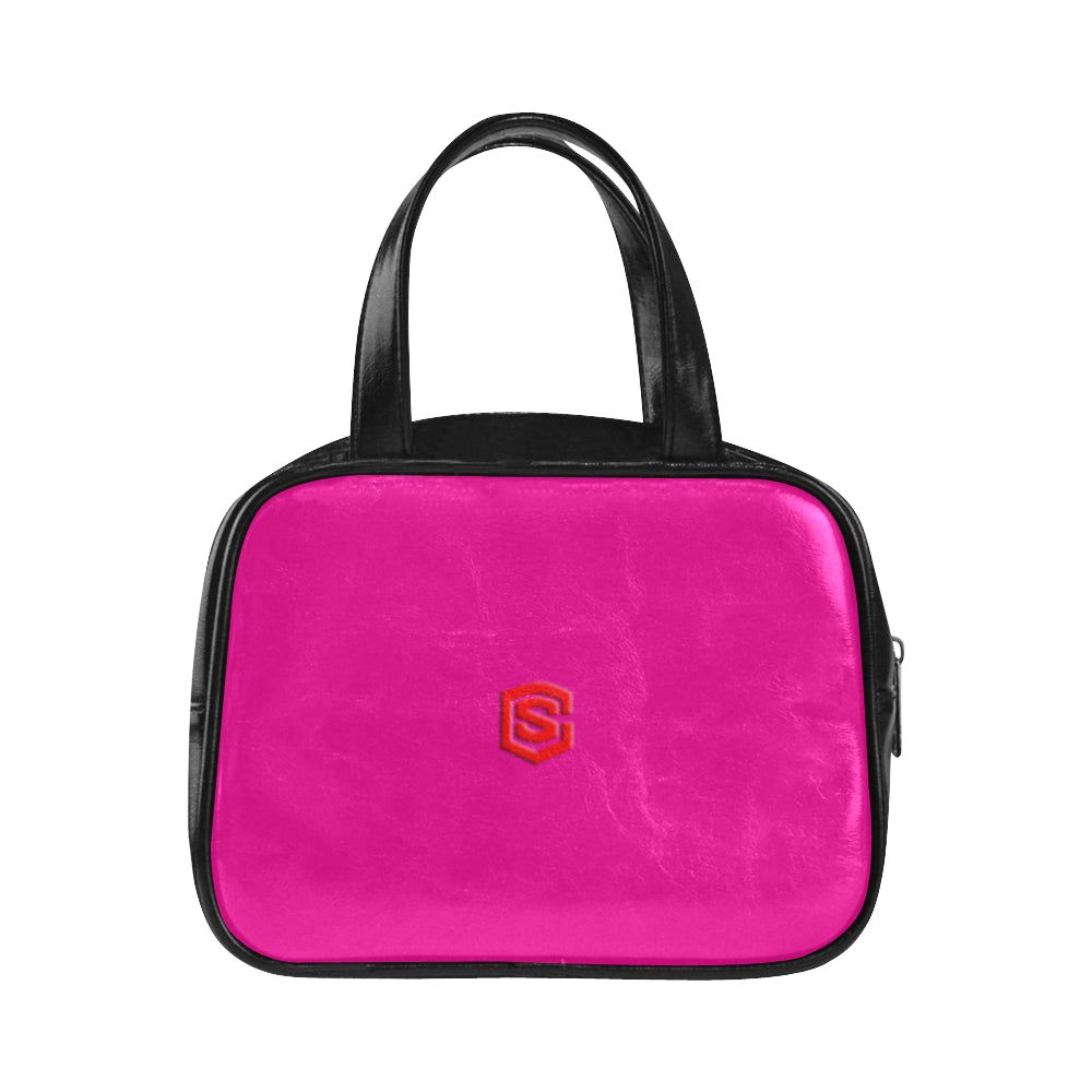 PURPLE LEATHER TOP HANDLE HANDBAG red logo Leather Top Handle Handbag (Model 1662)