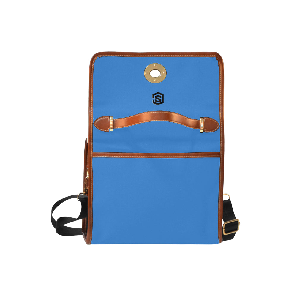 BLUE WATERPROOF CANVAS BAG black logo Waterproof Canvas Bag/All Over Print (Model 1641)