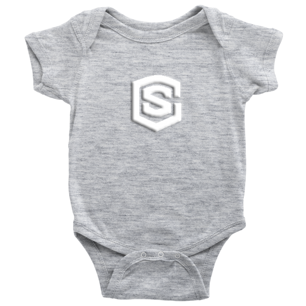 Gray Baby Bodysuit white logo