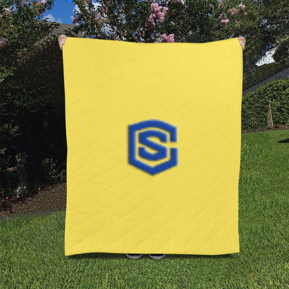 Yellow Custom Quilt Blue Logo Custom Quilt 50" x 60"