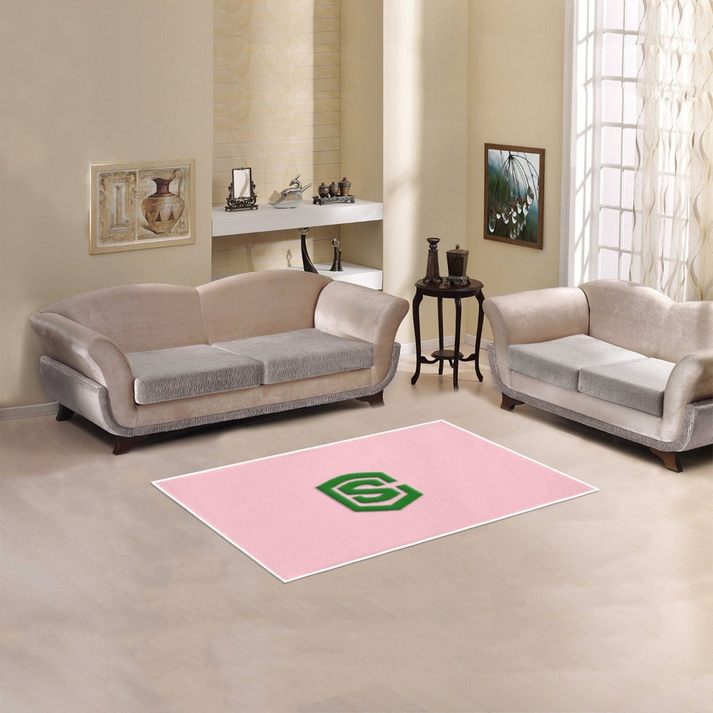 Pink Area Rug 2.6' x 1.7' with Green Logo Area Rug 2.6' x 1.7'