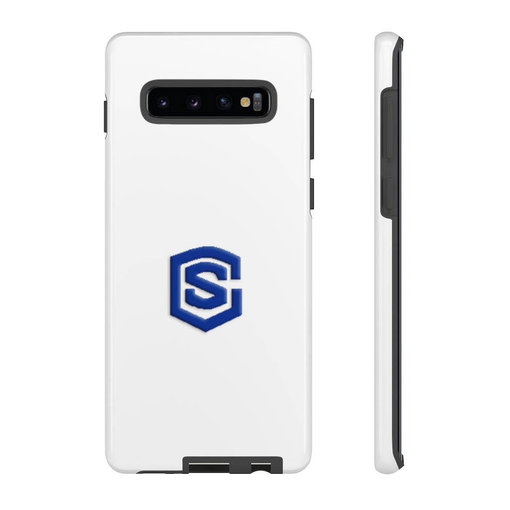 White Tough Cases Blue Logo