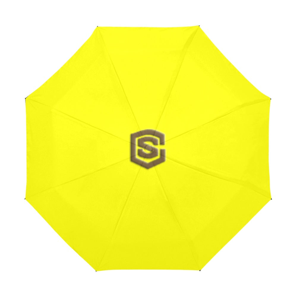Yellow Anti-UV Automatic Umbrella With Brown Logo Anti-UV Automatic Umbrella(Outside Printing)(Model U09)