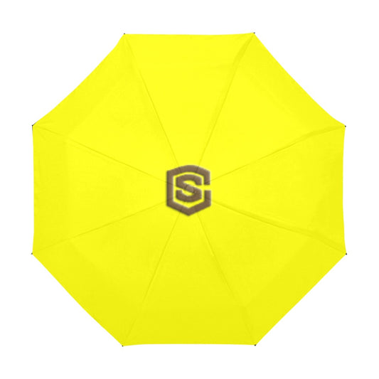 Yellow Anti-UV Automatic Umbrella With Brown Logo Anti-UV Automatic Umbrella(Outside Printing)(Model U09)