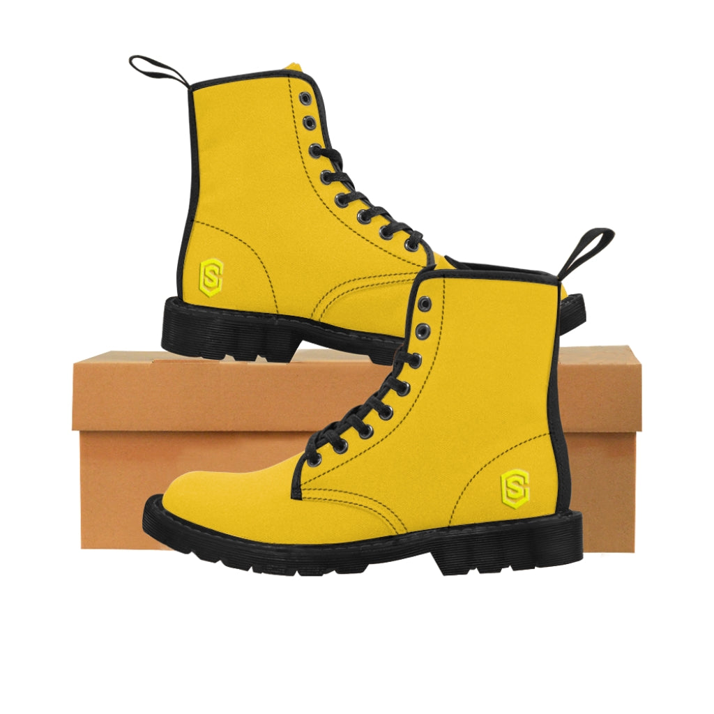 Yellow Men's Canvas Boots Yellow Logo