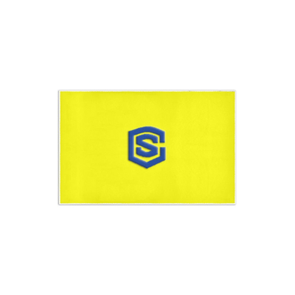Yellow Area Rug 2.6' x 1.7' with Blue Logo Area Rug 2.6' x 1.7'