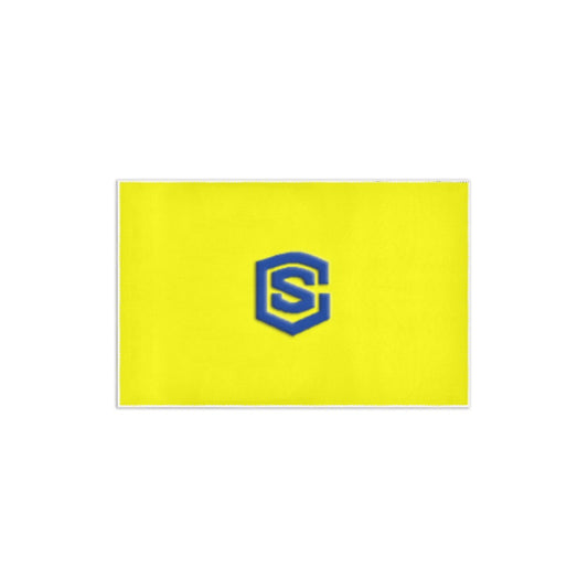 Yellow Area Rug 2.6' x 1.7' with Blue Logo Area Rug 2.6' x 1.7'