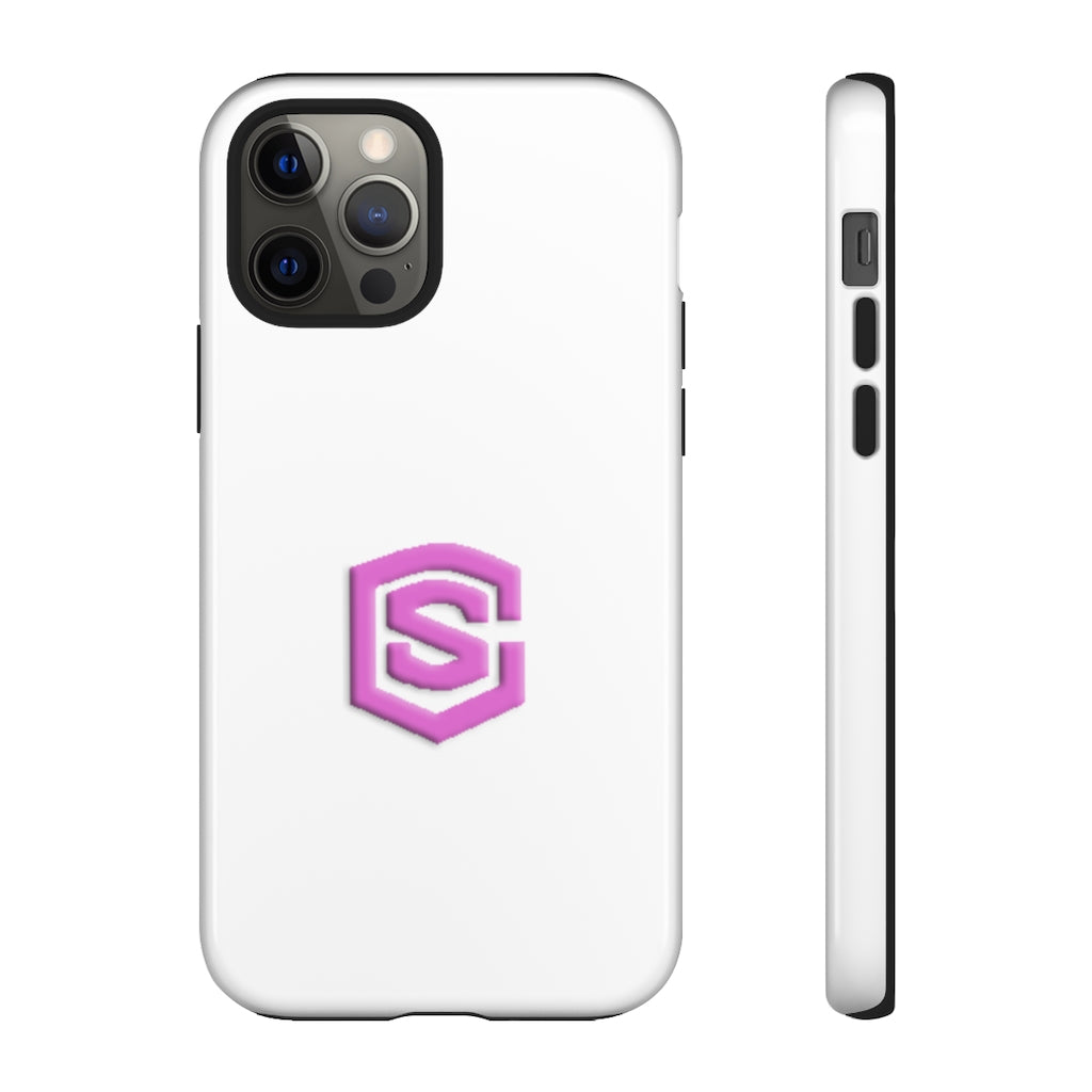 White Tough Cases Pink Logo
