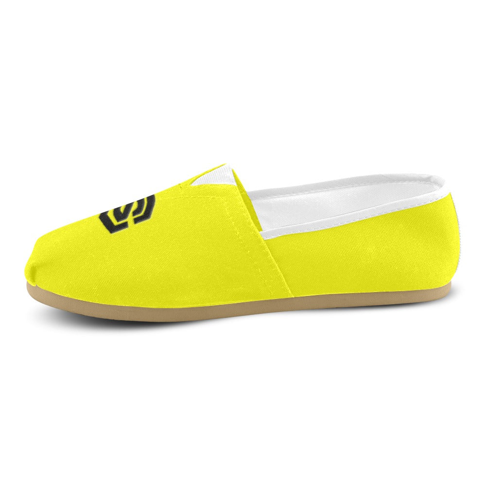 YELLOW Casual Canvas Women's WITH BLACK LOGO Casual Canvas Women's Shoes (Model 004) (Designs are mirrored)
