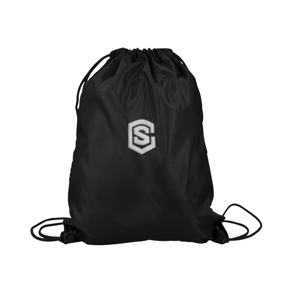 Black Drawstring Bags Large With Silver Logo Drawstring Bags (Model 1604) (Large)