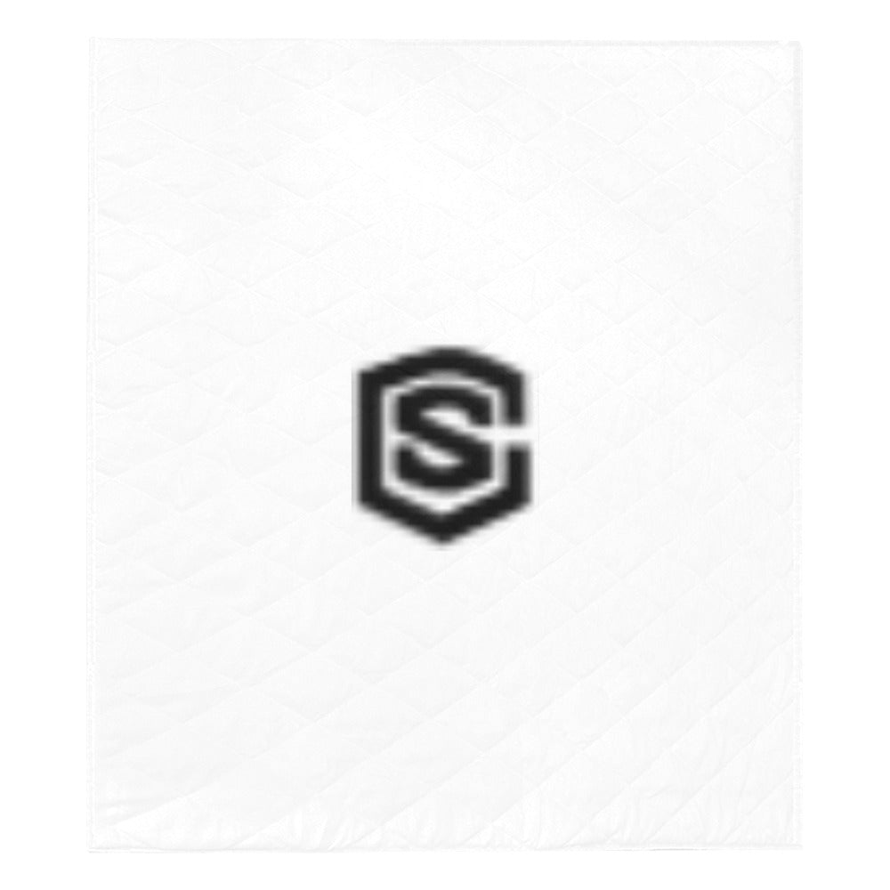 White Quilt with Black Logo Custom Quilt 70" x 80"