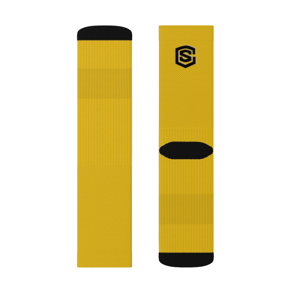 Yellow Sublimation Socks Black Logo