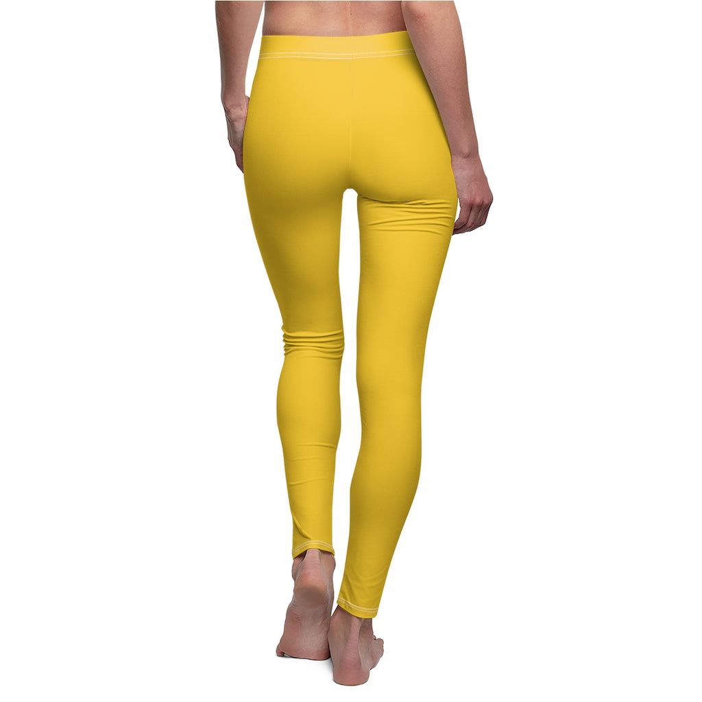 Yellow Women's Cut & Sew Casual Leggings Black logo