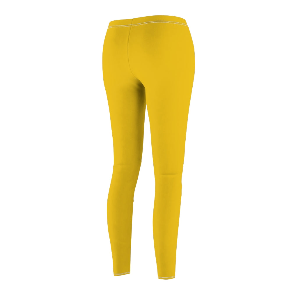 Yellow Women's Cut & Sew Casual Leggings White logo