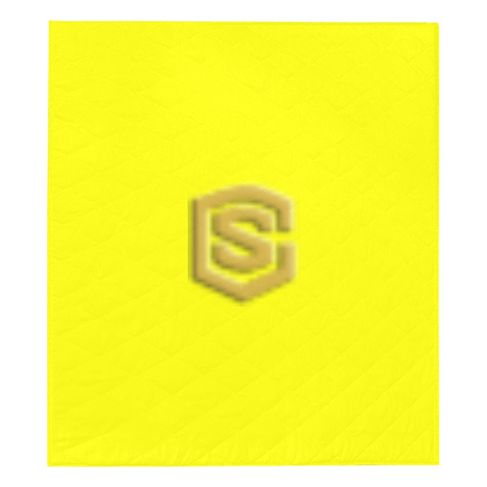 Yellow  Quilt with Gold Logo Custom Quilt  70" x 80"
