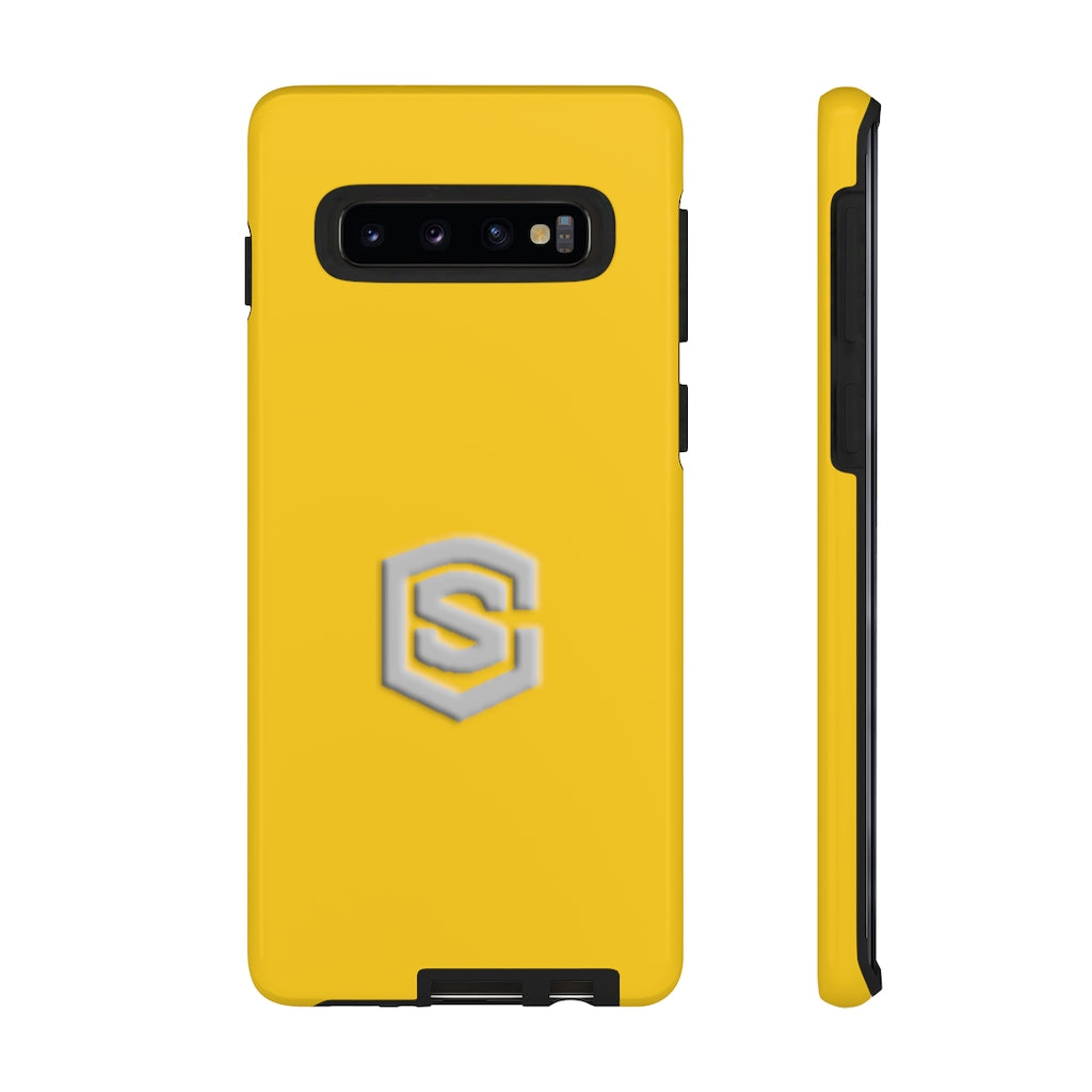 Yellow Tough Cases Silver Logo
