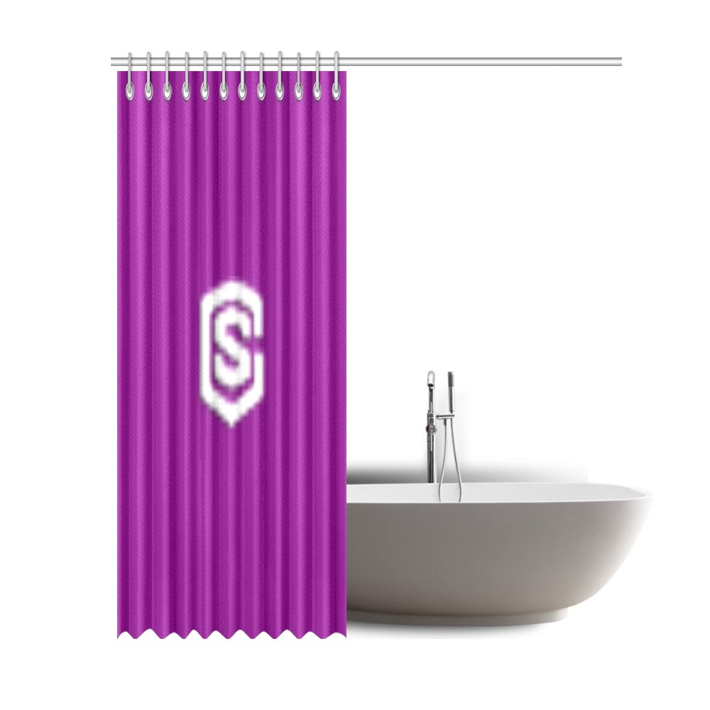 Purple Shower Curtain 69"x84" with White Logo Shower Curtain 69"x84"