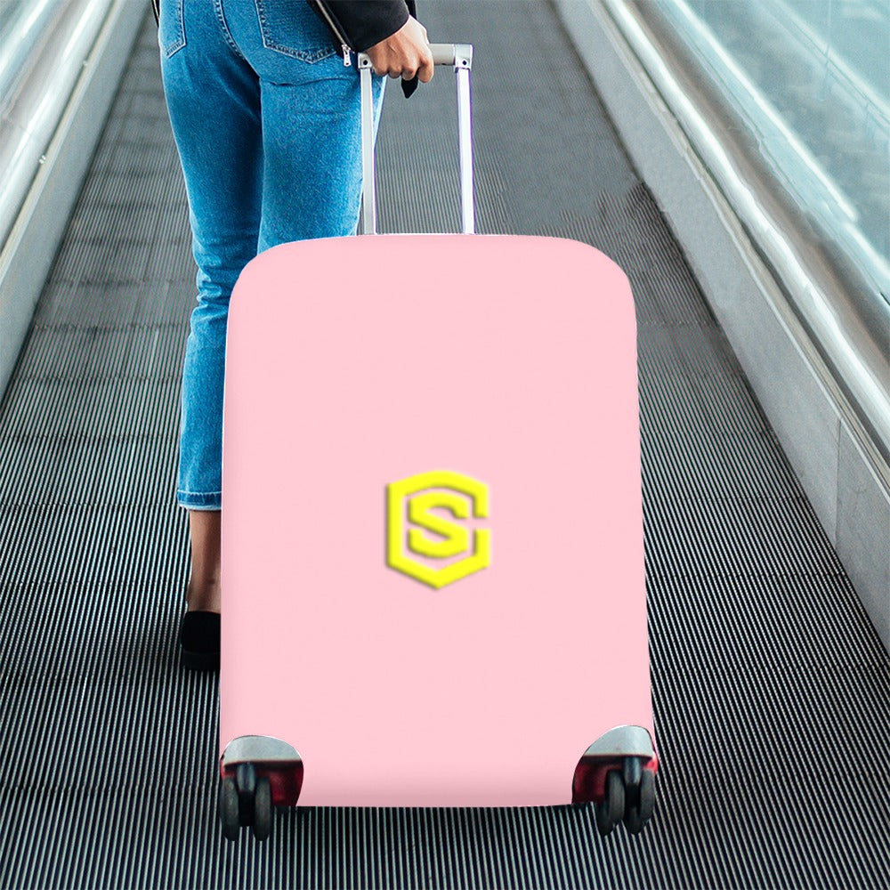 PINK LUGGAGE COVER WITH YELLOW LOGO Luggage Cover (Large Size) (26"-28")